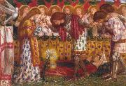 Dante Gabriel Rossetti How Sir Galahad,Sir Bors and Sir Percival were Fed with the Sanc Grael But Sir Percival's Sister Died by the Way (mk28) Germany oil painting artist